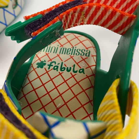 Mini Melissa Fabula Blue Green Sandals Size 8 - Picture 7 of 8